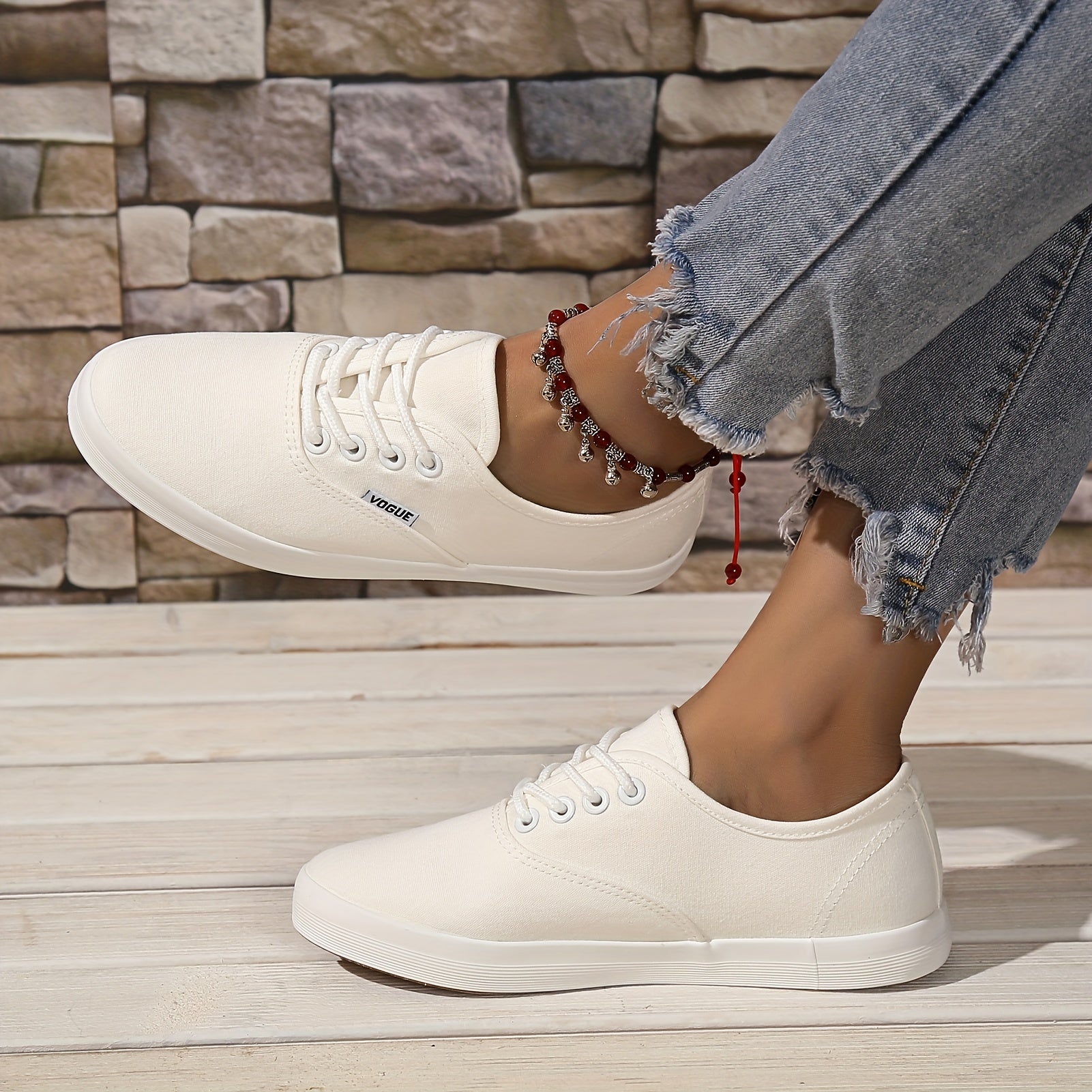 Women's Canvas Sneakers Lace Up Low Top Walking Shoes