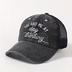 Vintage Ripped Washed Baseball Cap Ponytail Embroidery Mesh Trucker Hat