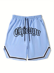Men's Chicago Graphic Drawstring Stretchy Short Pants