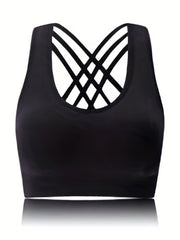 Criss Cross Back Sports Bra Push Up Shockproof Bra