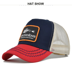 Breathable Fish Bone Embroidered Trucker Cap