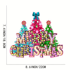 Christmas Trees DIY Iron On Transfer Stickers Xmas Theme Heat Transfers Sticker
