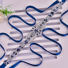 Bohemian Beaded Rhinestone Bridal Sash Wedding Dress Belt Accessory