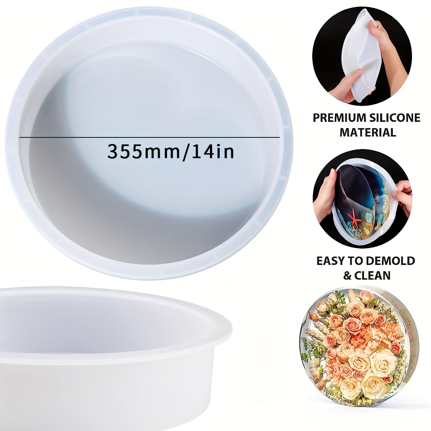 Large Round Tray Table Resin Molds 35x56cm