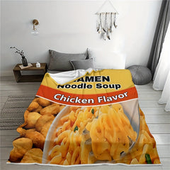 Flannel Instant Noodle Printed Blanket Cover Soft Comfortable Warm