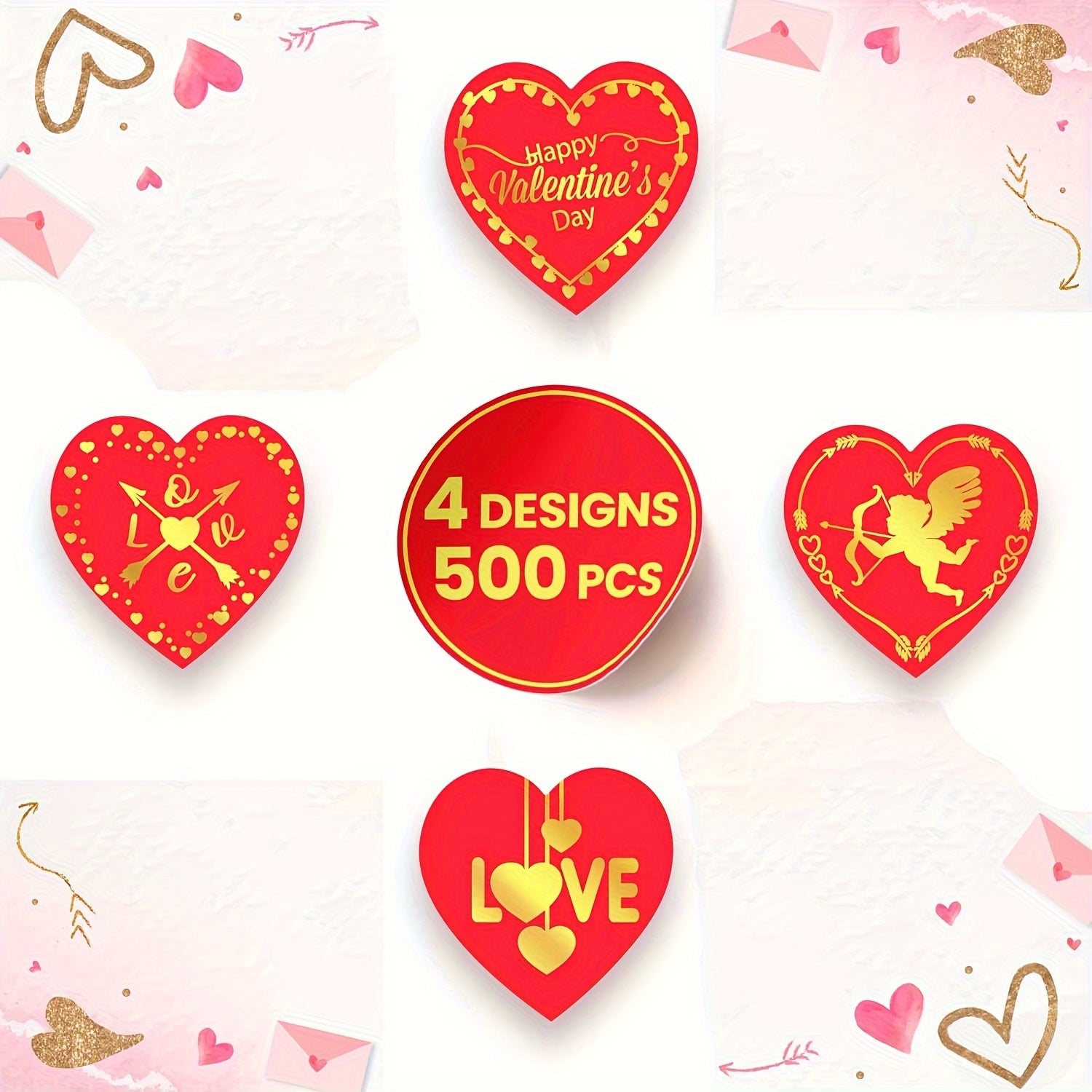 500 Happy Love Gift Decoration Stickers Crafts St Classroom Stickers