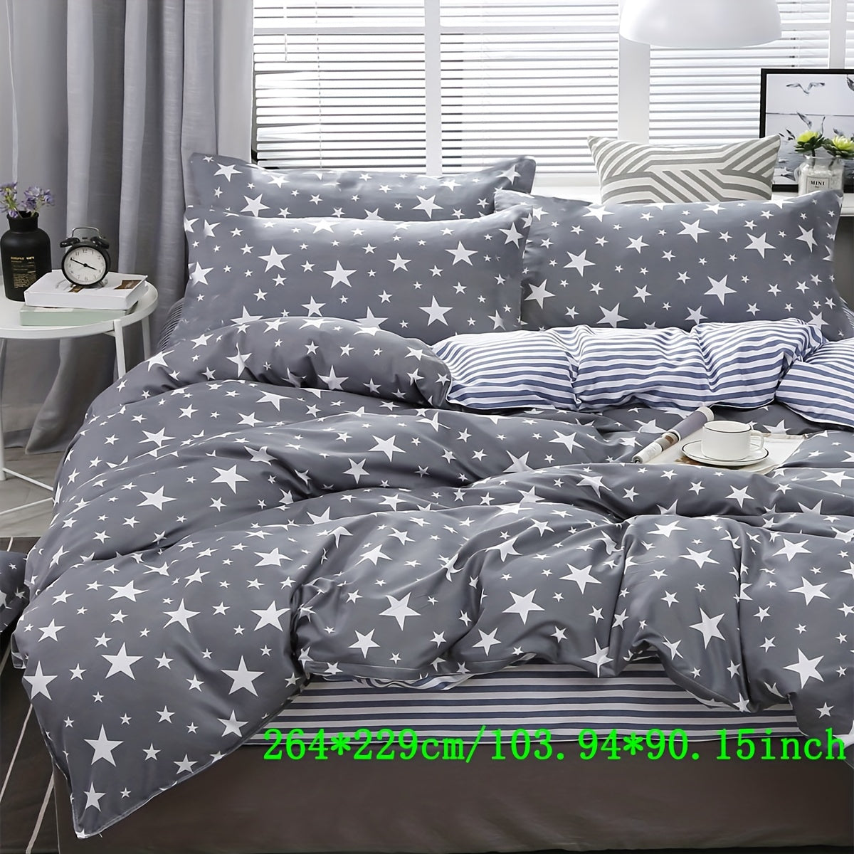 3pcs Star Print Duvet Cover Set Soft Microfiber Bedding 2 Pillowcase