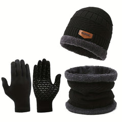 Cycling Knitted Gloves & Hat & Scarf Set