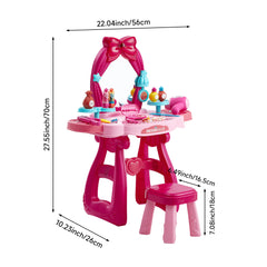 Kids Vanity Table and Chair Set with Mirror Princess Makeup Toy