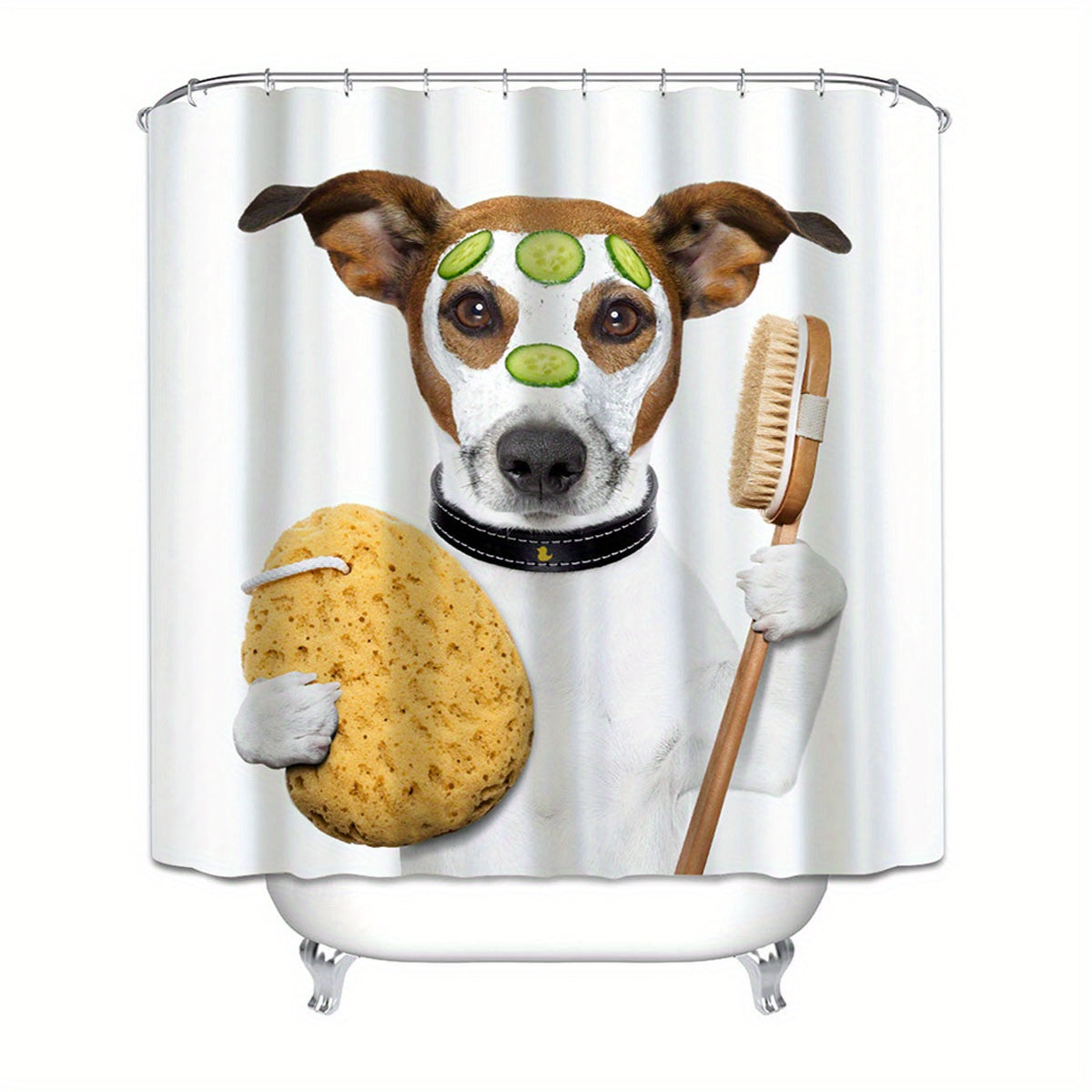 Funny Dog Pattern Shower Curtain Waterproof Mildew Proof Bath Curtain