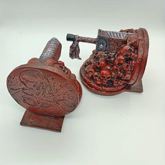 Red Skull Bookend & Home Decor Sculpture Encaustic Finished ABS