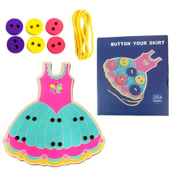 BEYTOON Wooden Skirt Threading Board Educational Toy