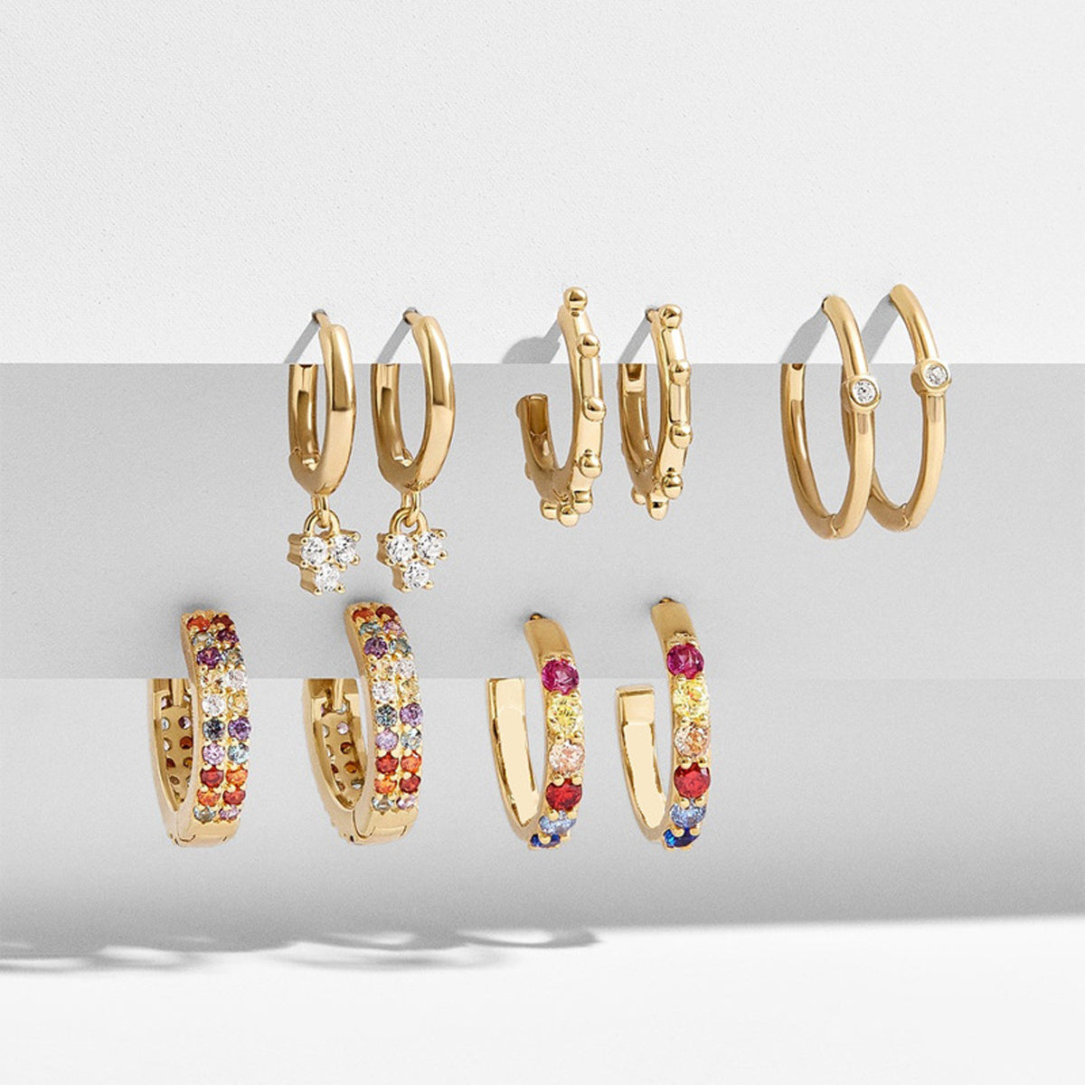 5 Pairs Geometric Stud Earrings Set