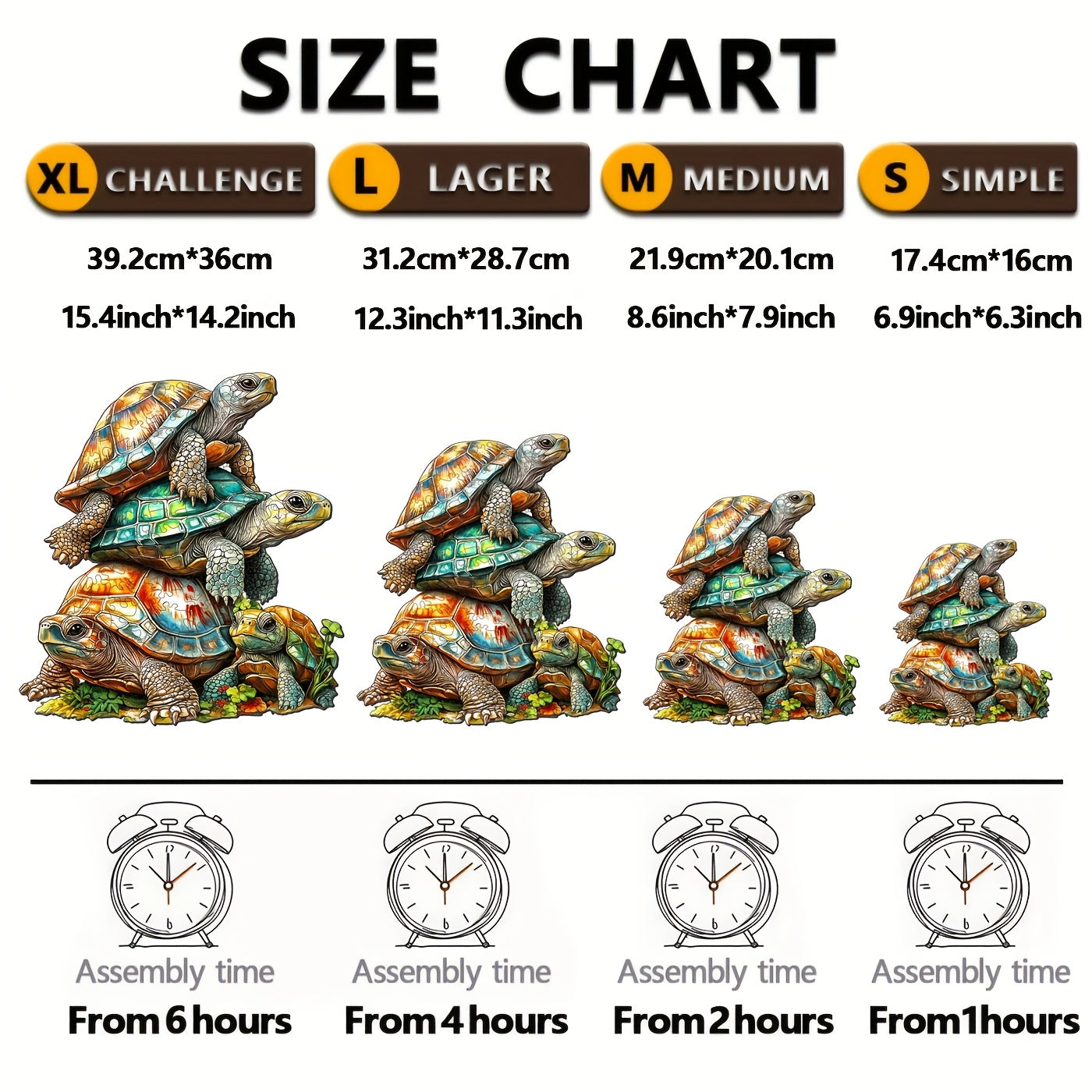 Wooden Turtle Stacking Puzzles with Artistic Animal Designs