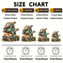 Wooden Turtle Stacking Puzzles with Artistic Animal Designs