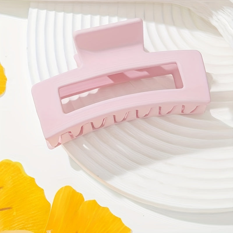 Pink Matte Square Hair Claw Clip Non Slip Strong Hold Grip Hair Jaw Clip