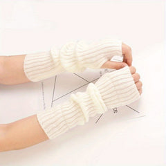 Knitted Fingerless Gloves Half Finger Warm Punk Goth Sleeves