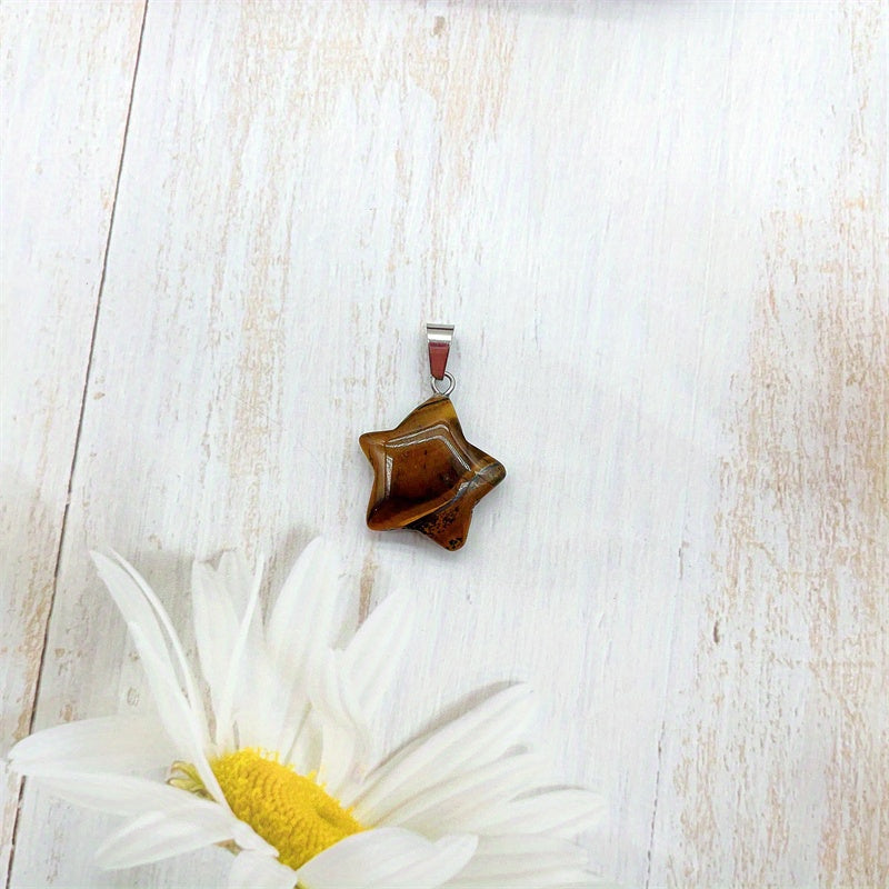 Natural Crystal Star Pendant Healing Gemstone Men