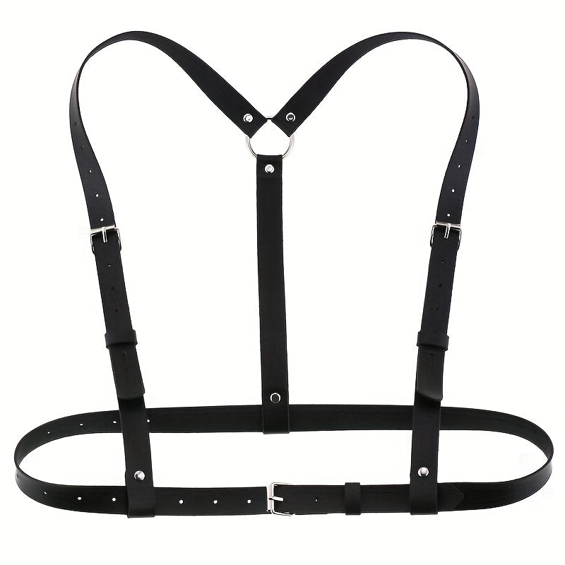 Gothic Harness Belt Square Pin Buckle PU Suspenders