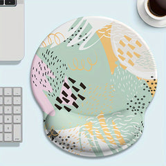 Green Geometric Pattern Milk Fiber Fabric Mouse Pad