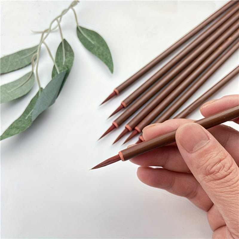 5pcs Small Red Hair Hook Line Brush Chinese Painting Thin Golden Body Calligraph