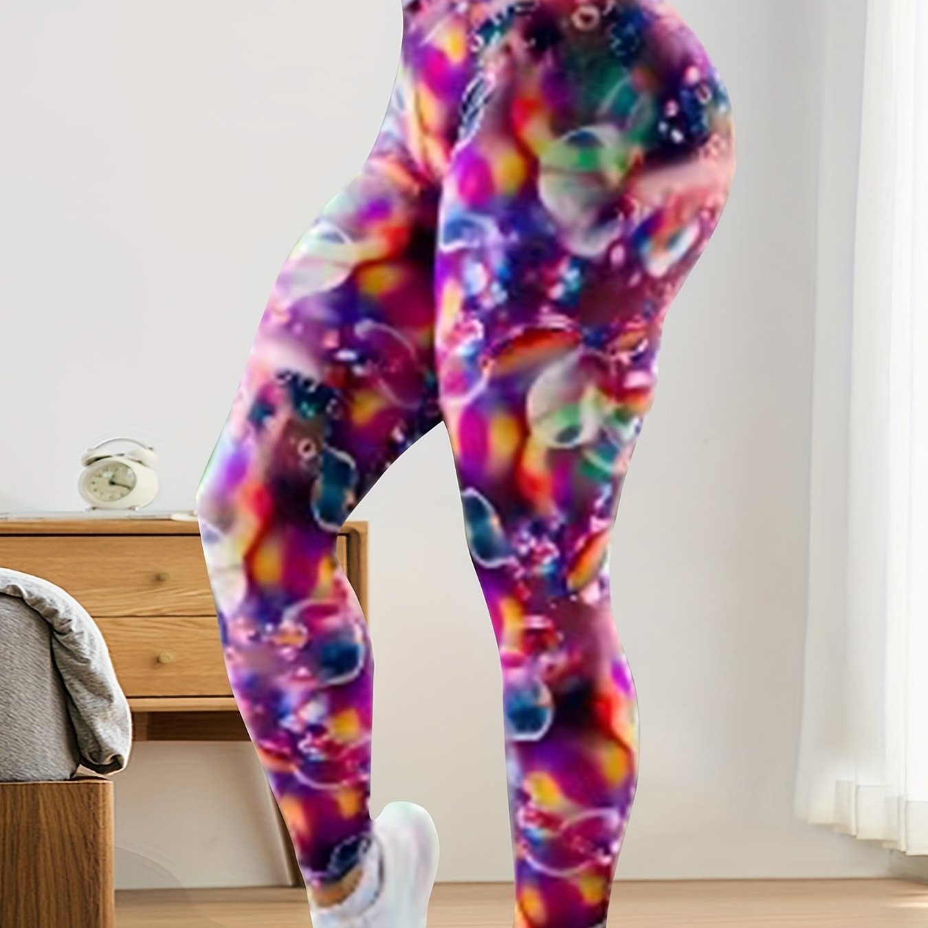  Bubble Print High Rise Stretch Fitness Leggings