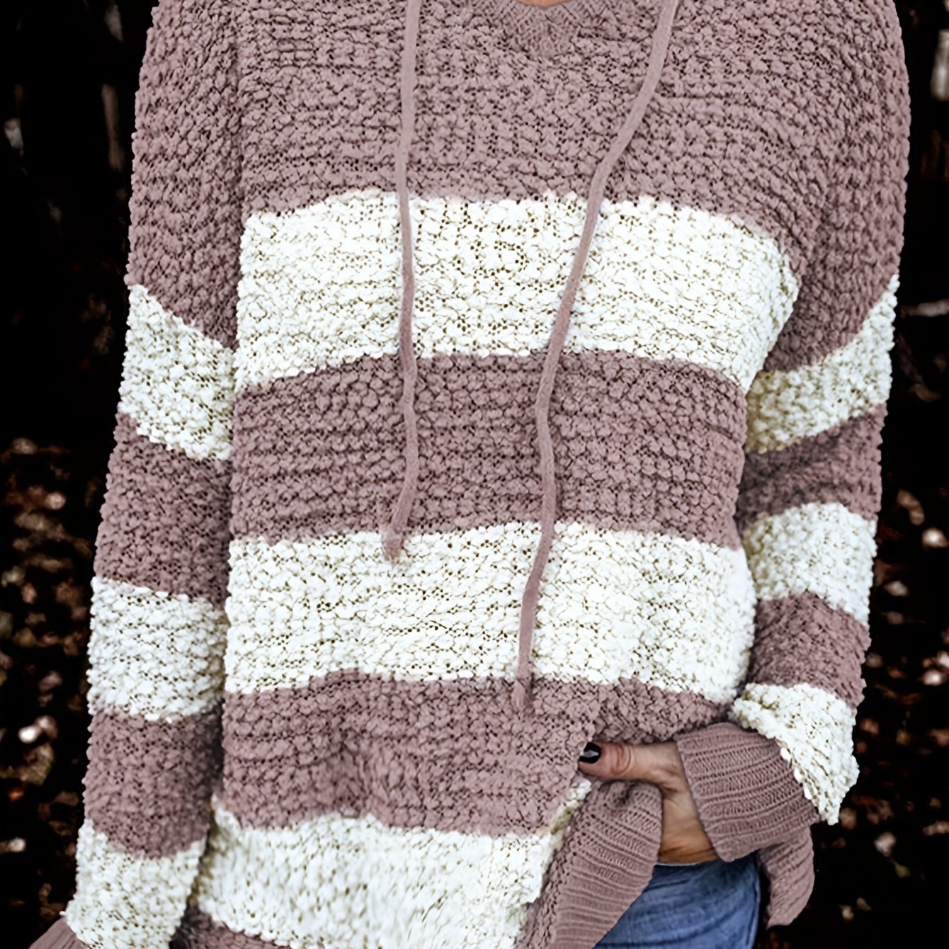  Colorblock Hooded Sweater Long Sleeve