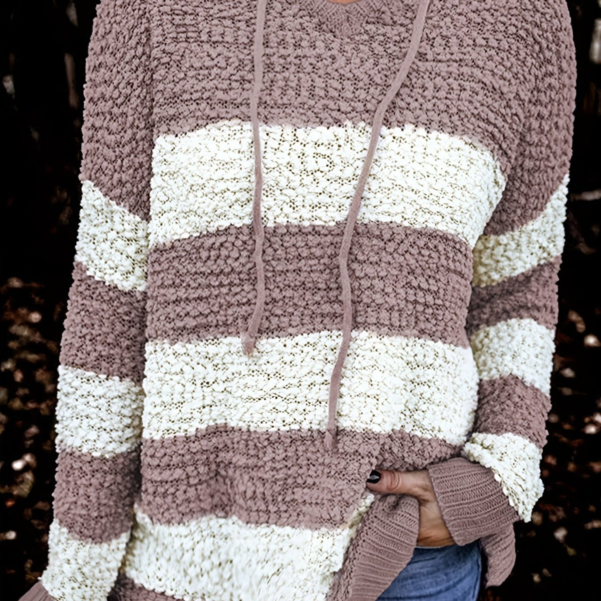  Colorblock Hooded Sweater Long Sleeve