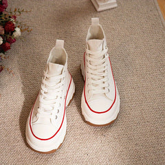 Women's High Top Canvas Platform Sneakers Lace Up Walking Shoes