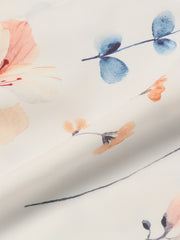  Floral Print Button Up Long Sleeve Tunic Shirt
