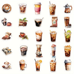 50pcs Coffee Lover Graffiti Stickers for Laptop Helmet Desktop