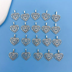 20pcs Antique Silver Heart Shape Charms Pendant for DIY Jewelry Making