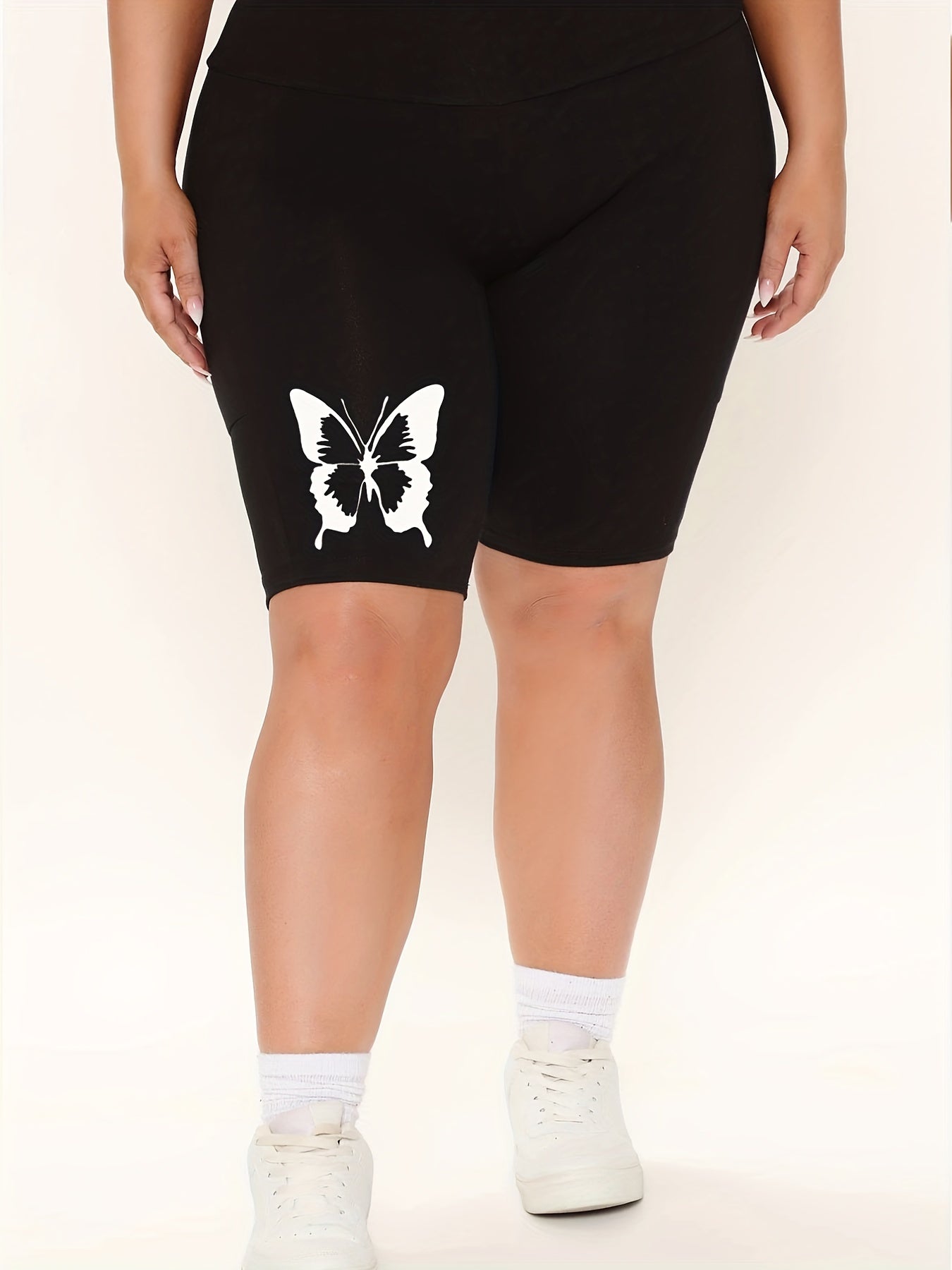  Butterfly Print High Rise Stretch Biker Shorts
