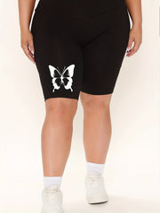  Butterfly Print High Rise Stretch Biker Shorts
