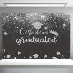 Silver Glitter Graduation Party Backdrop Photo Booth Prop