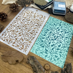 Leaf Background Stencils for DIY Art Painting on Wood, Fabric, Wall - 20x12cm