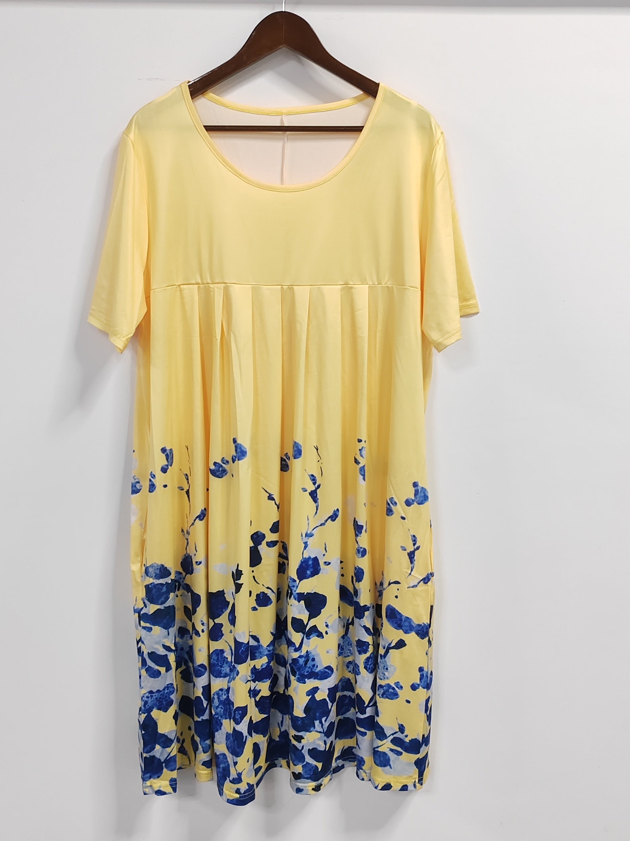  Floral Print Short Sleeve Dress With Pockets