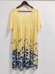  Floral Print Short Sleeve Dress With Pockets