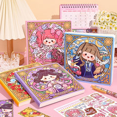 Cartoon Square Notebook + Stickers & Bookmarks for Students