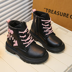 Girls' Plus Fleece Boots with Zipper, Comfy Non-Slip Boots for Autumn/Winter