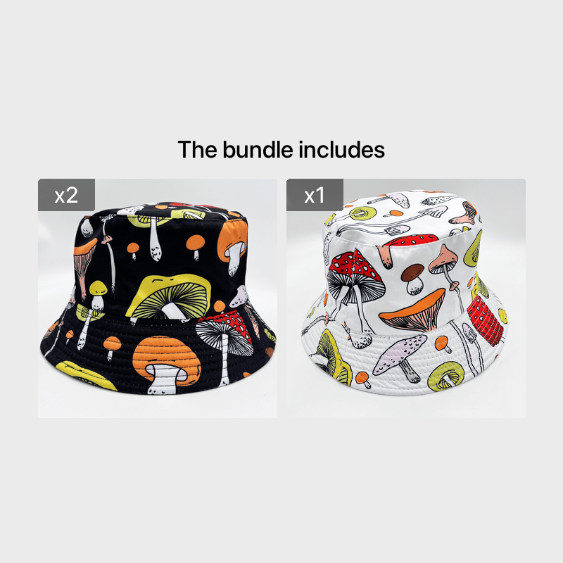 Cartoon Mushroom Print Fisherman Hat Sun Protection Hat