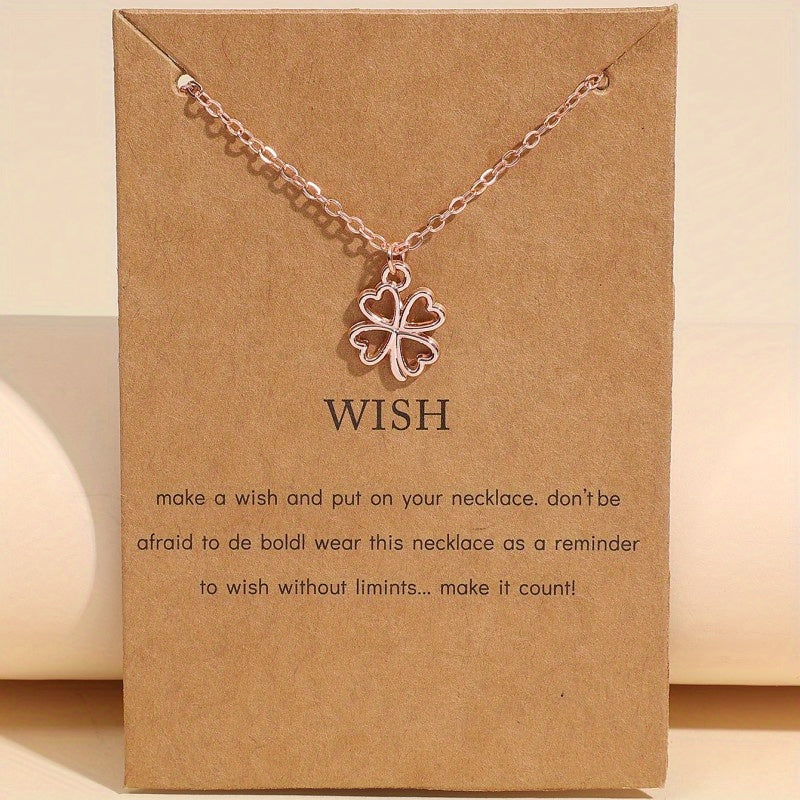 Lucky Clover Pendant Necklace Small Flower Chain Necklace