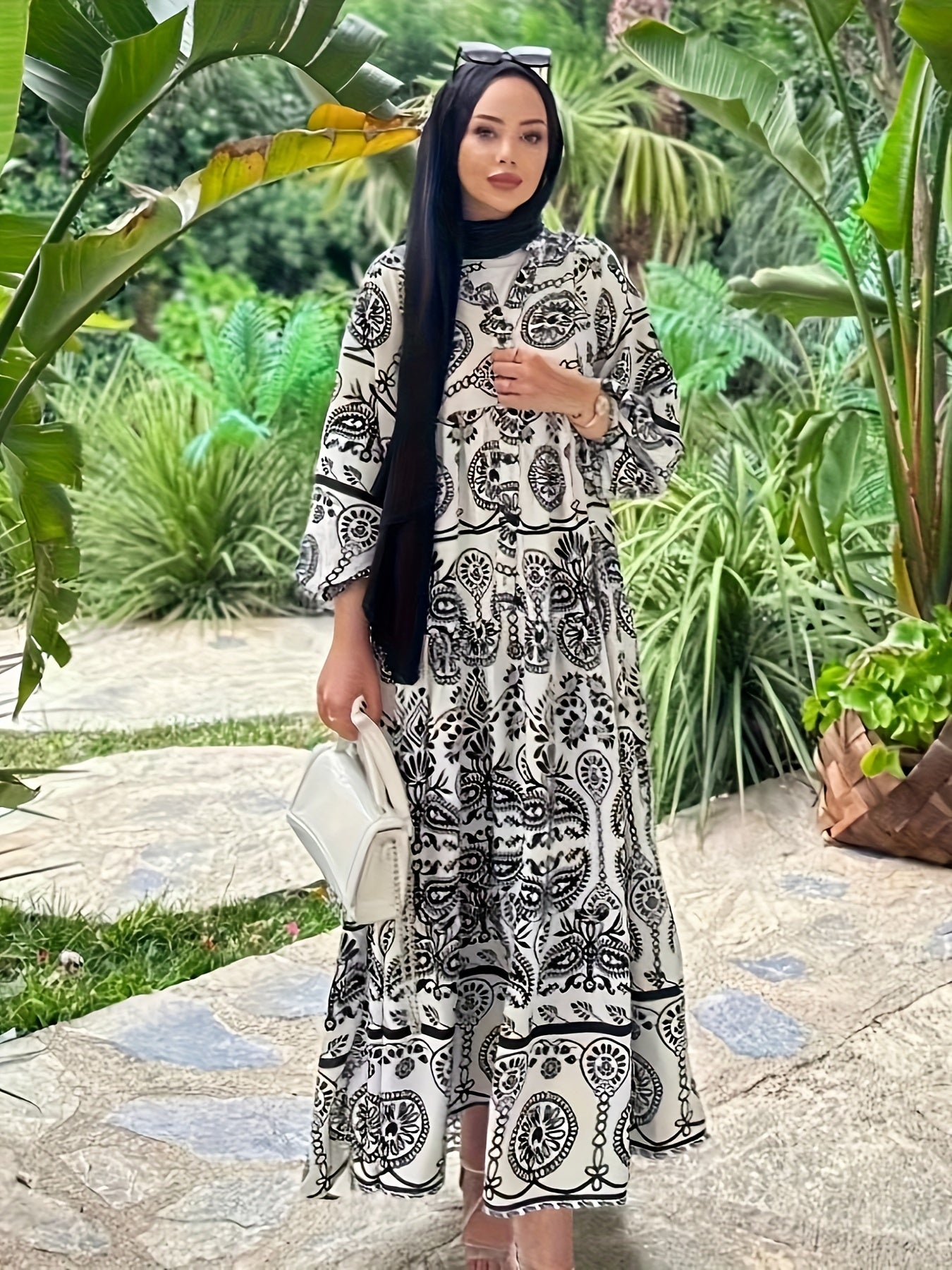  Casual Kaftan Dress Women's Plus Paisley Floral Print Maxi Dress