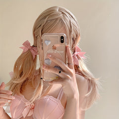 Y2K 2pcs Silky Bow Hair Clip Style Bowknot Duck Billed Clip For Side Hair Bang