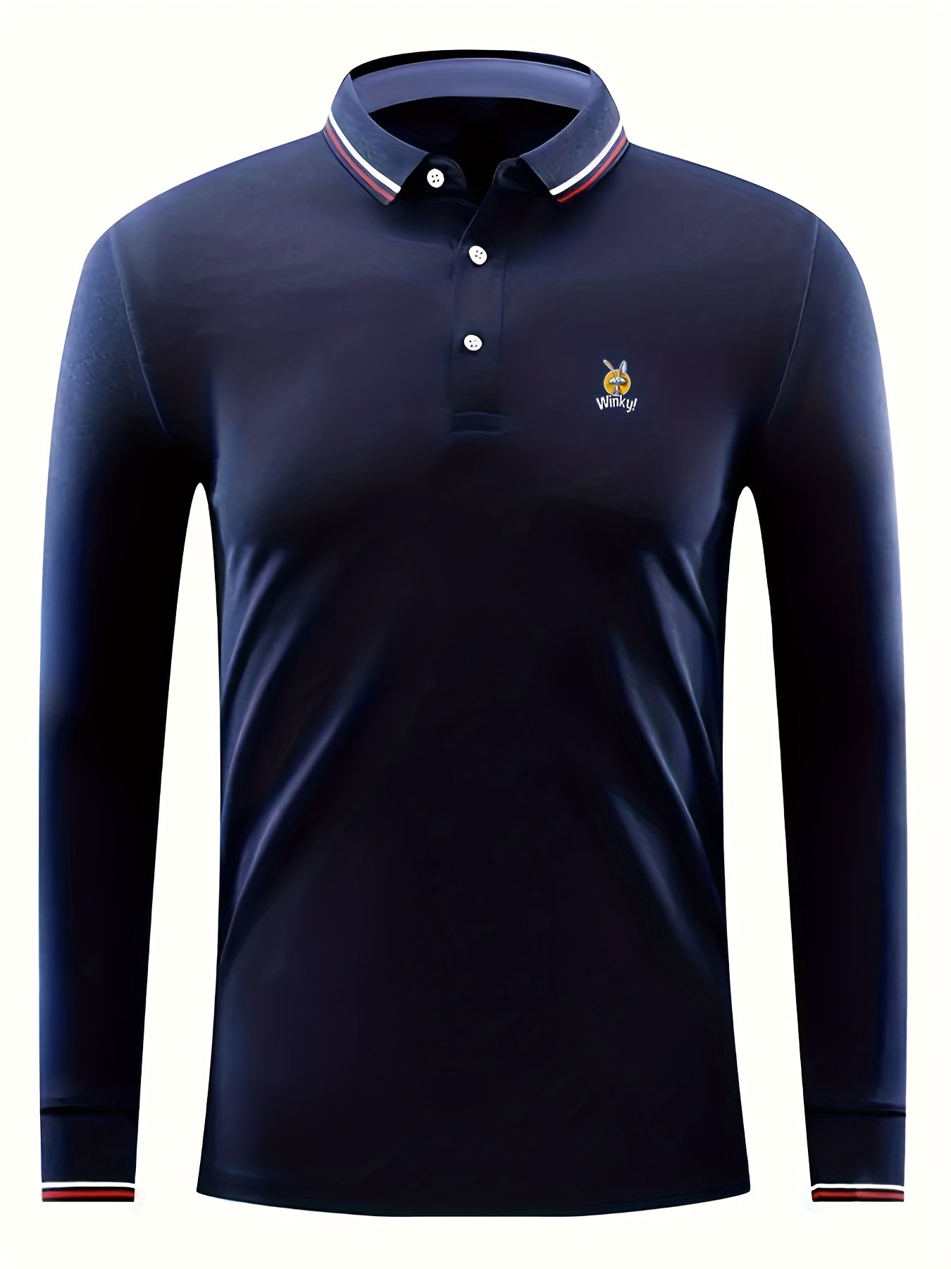 Winky Print Men's Lapel Polo Shirt Casual Button Up Top