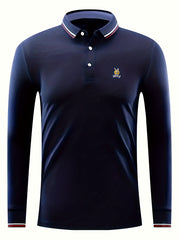 Winky Print Men's Lapel Polo Shirt Casual Button Up Top