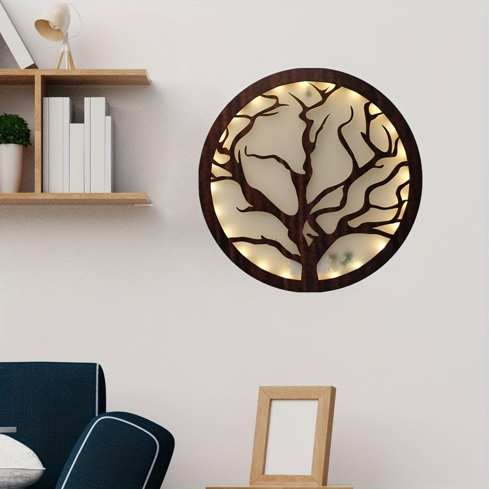 LED Tree Of Life Shape Lamp Retro Wooden Home Decoration