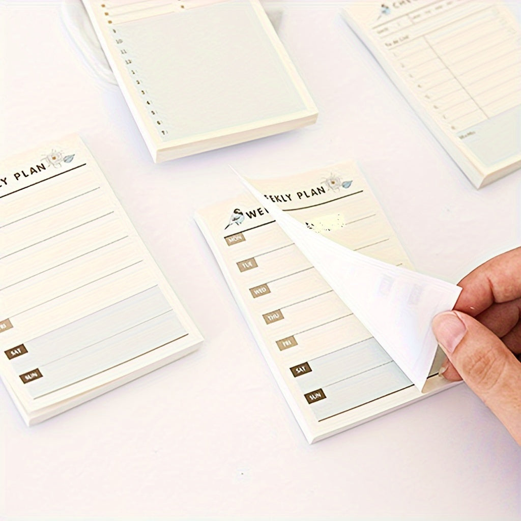 240pcs 4 Styles Portable Time Planner Daily Weekly Monthly Beige Small