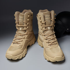 Men's High Top Tactical Boots - Lace Up Outdoor Footwear