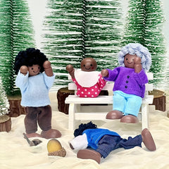 African Wooden Dolls Handcrafted Figurines Colorful Traditional Attire